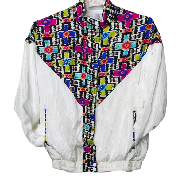 Vintage Colorful Print Windbreaker Jacket Size M - Picture 2 of 12